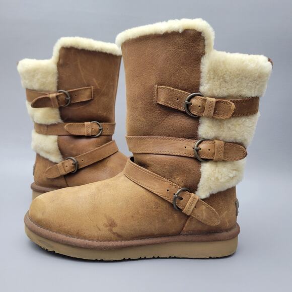UGG Becket Chestnut Sheepskin Boots - Size 8 - Picture 4 of 12